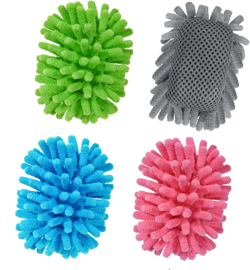 SITHON 4 Pieces Magnetic Microfiber Shag Whiteboard Eraser, Washable Microfiber Shag Dry Erase Board Eraser for Markers, Chalk, Home and Office (Gray/Green/Blue/Pink) - Image 1